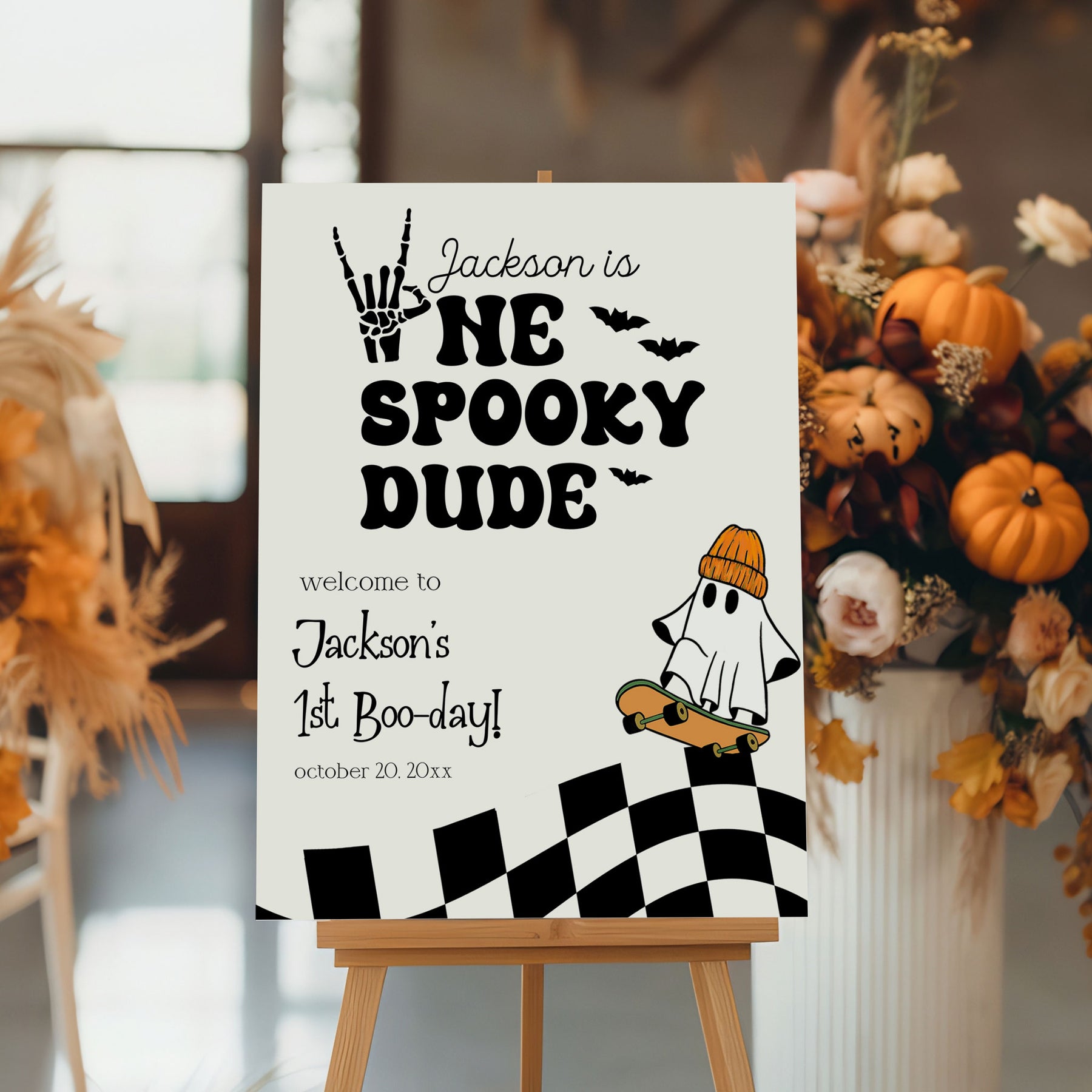 One Spooky Dude Welcome Sign Editable Template – OhHappyPrintables