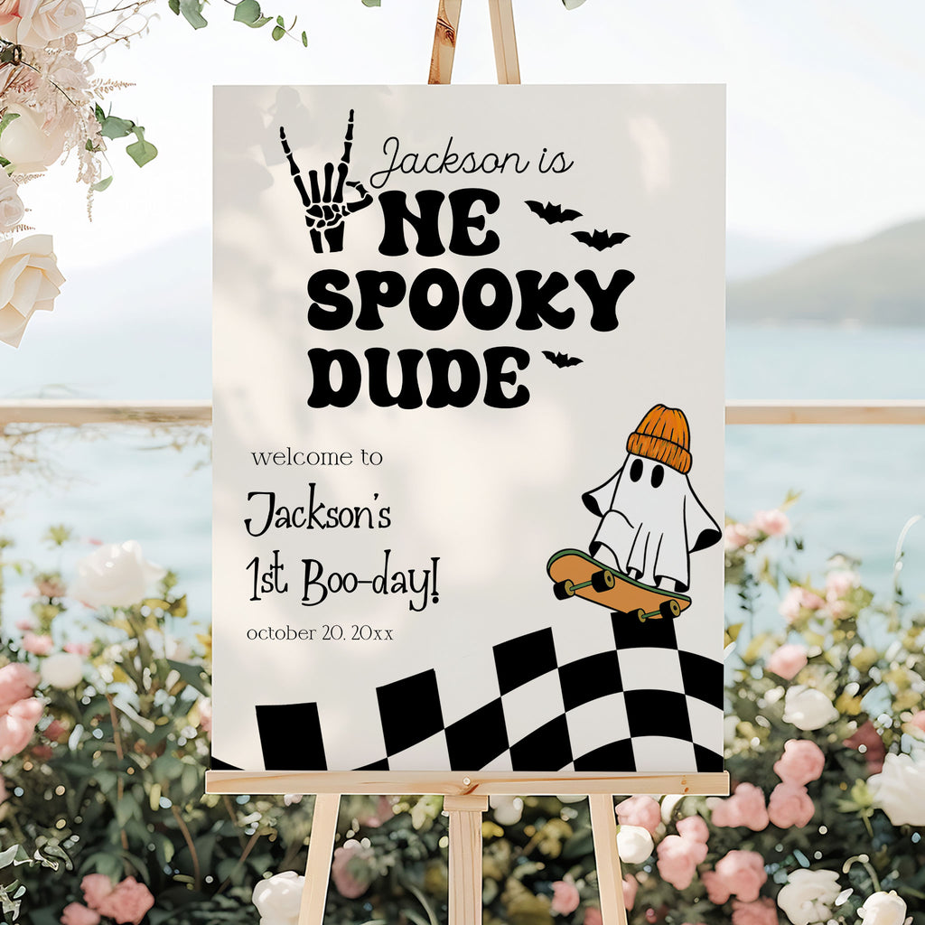 One Spooky Dude Welcome Sign Editable Template – OhHappyPrintables