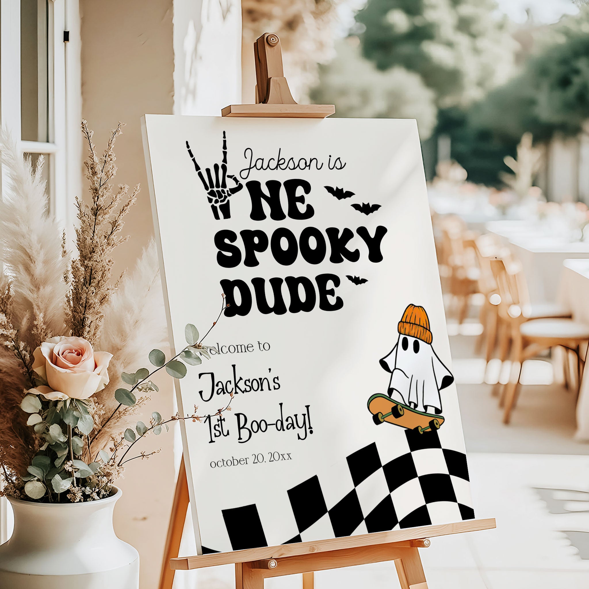 One Spooky Dude Welcome Sign Editable Template – OhHappyPrintables