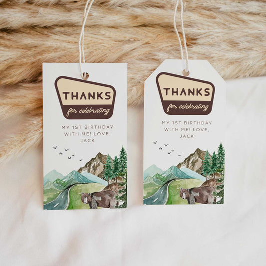 One Happy Camper Gift Tags Watercolor