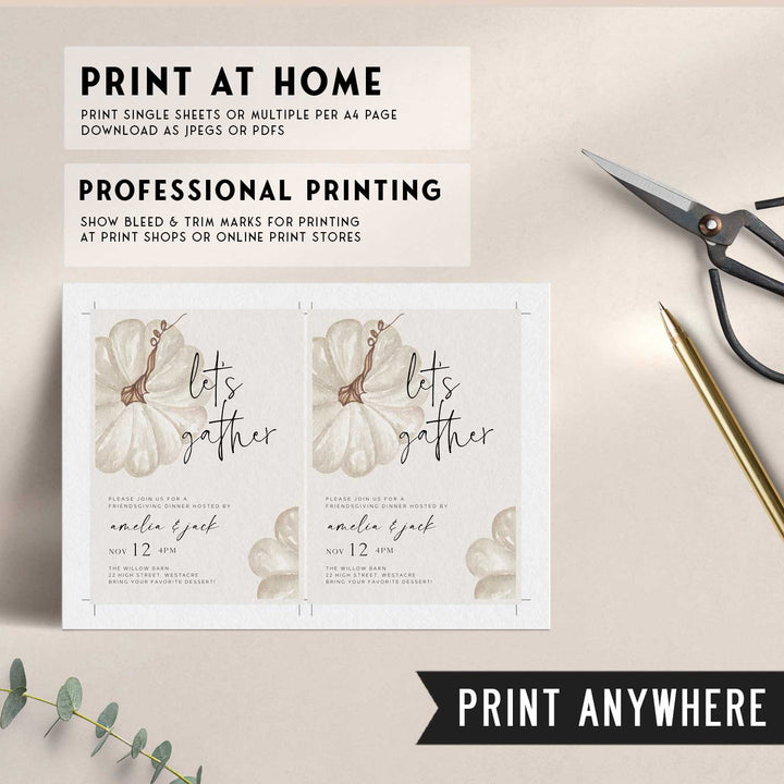 Let's Gather White Pumpkin Invitation