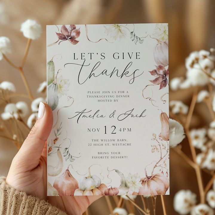 Let's Give Thanks Whimsical Invitation