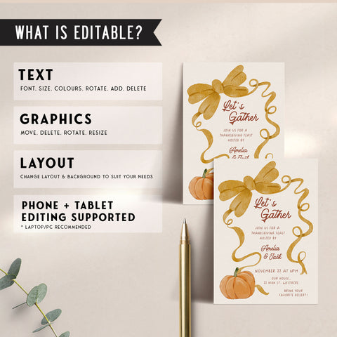 Bow Thanksgiving Invitation