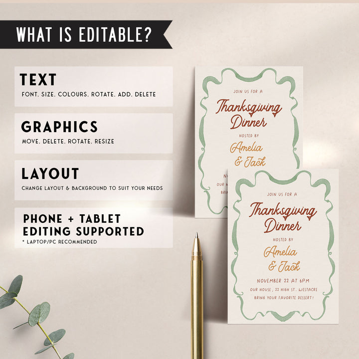 Wavy Border Thanksgiving Invitation