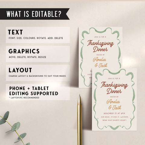 Wavy Border Thanksgiving Invitation