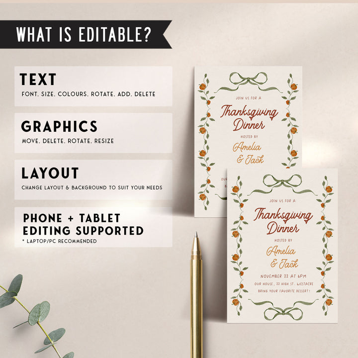 Whimsical Thanksgiving Invitation