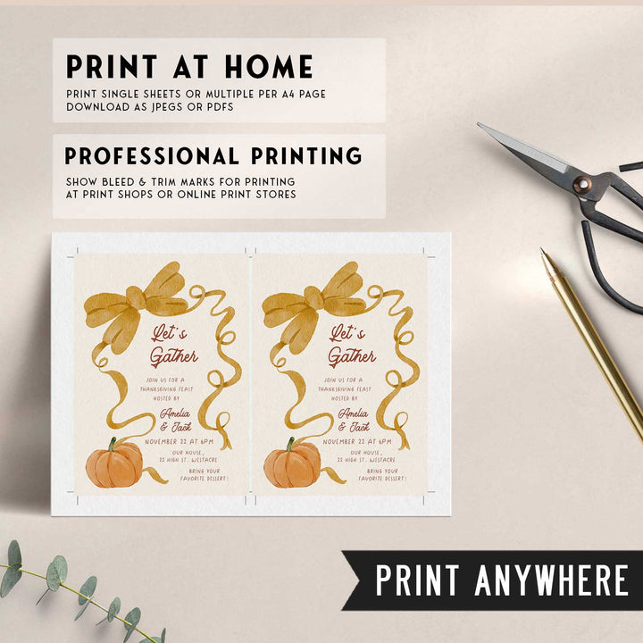 Bow Thanksgiving Invitation