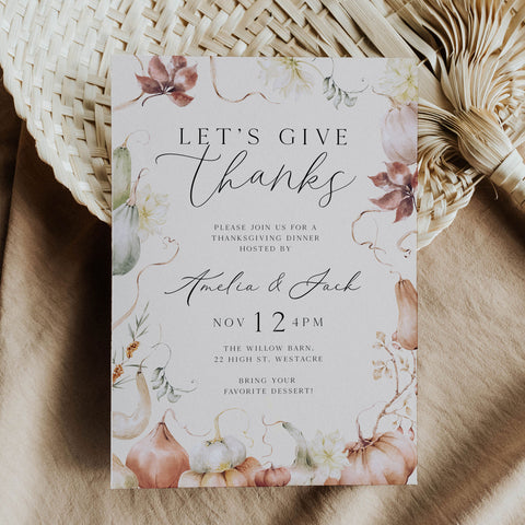 Let's Give Thanks Whimsical Invitation