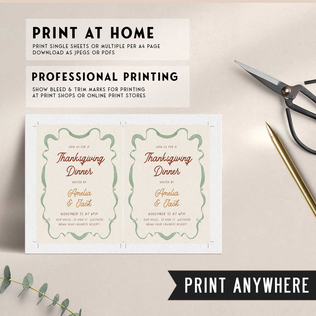 Wavy Border Thanksgiving Invitation