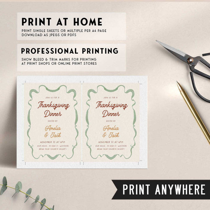 Wavy Border Thanksgiving Invitation