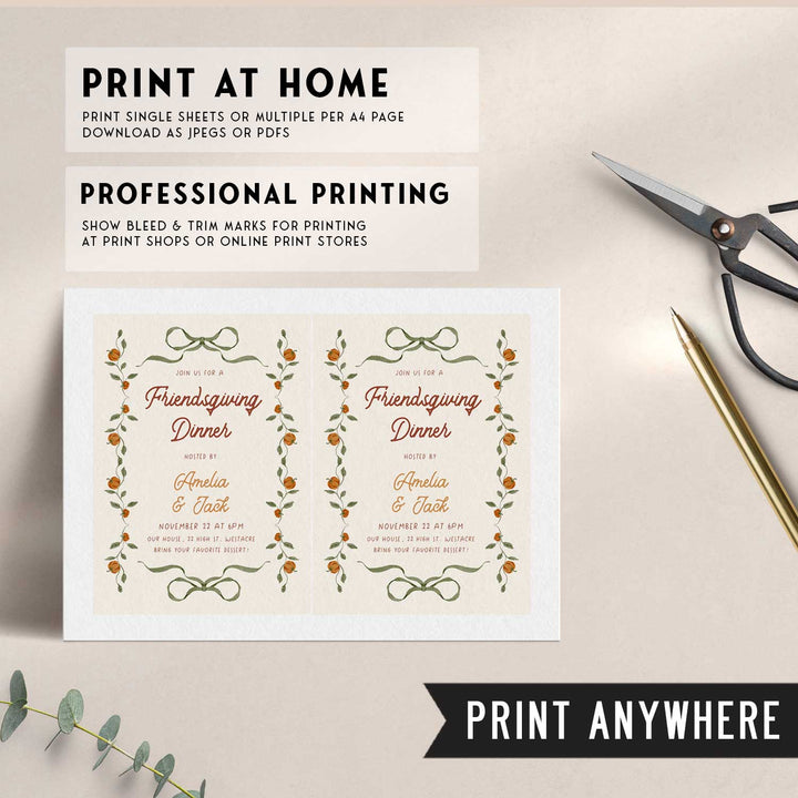 Whimsical Border Thanksgiving Invitation