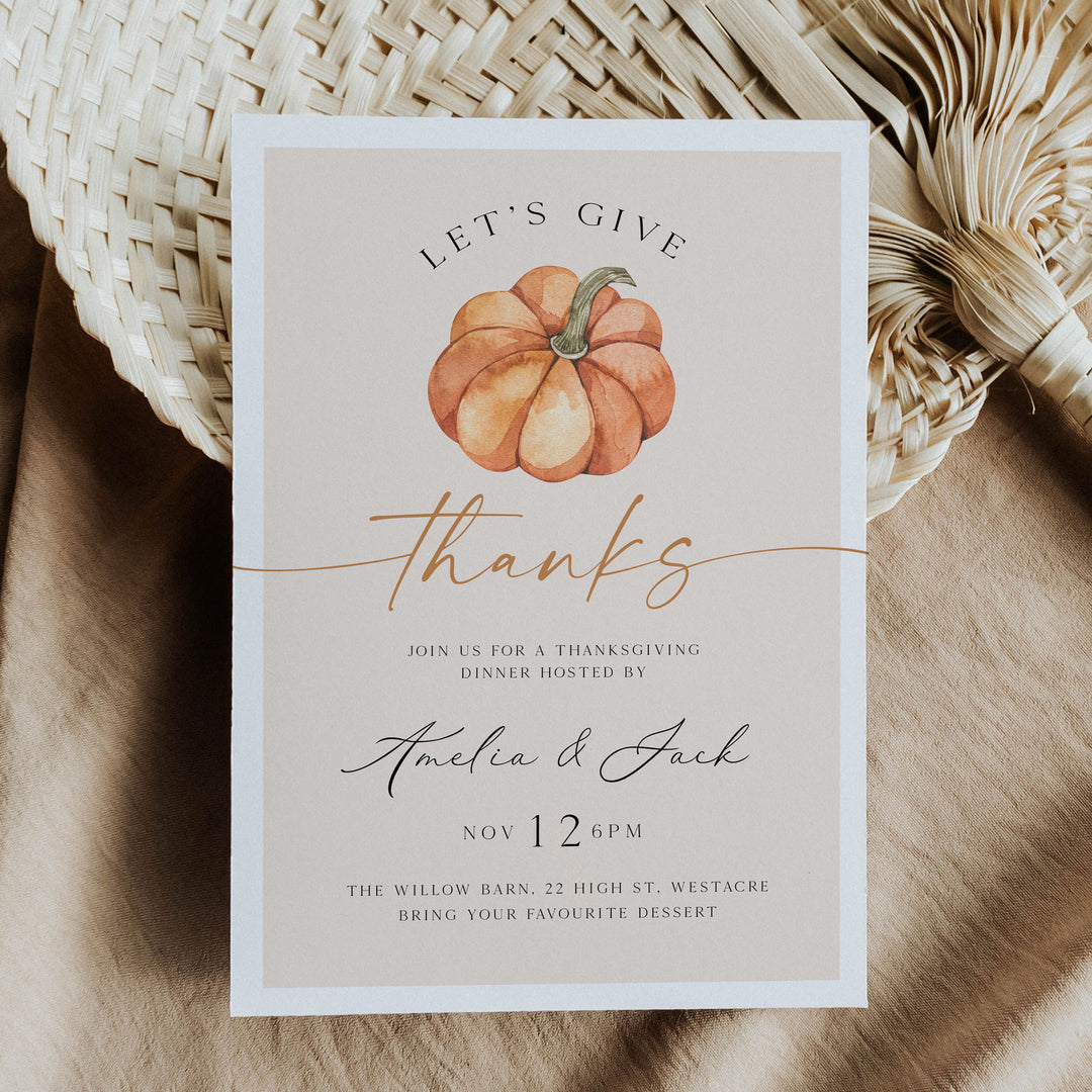 Let's Give Thanks Modern Invitation
