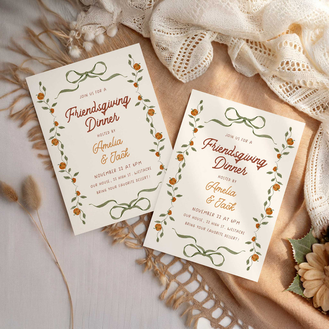 Whimsical Border Thanksgiving Invitation