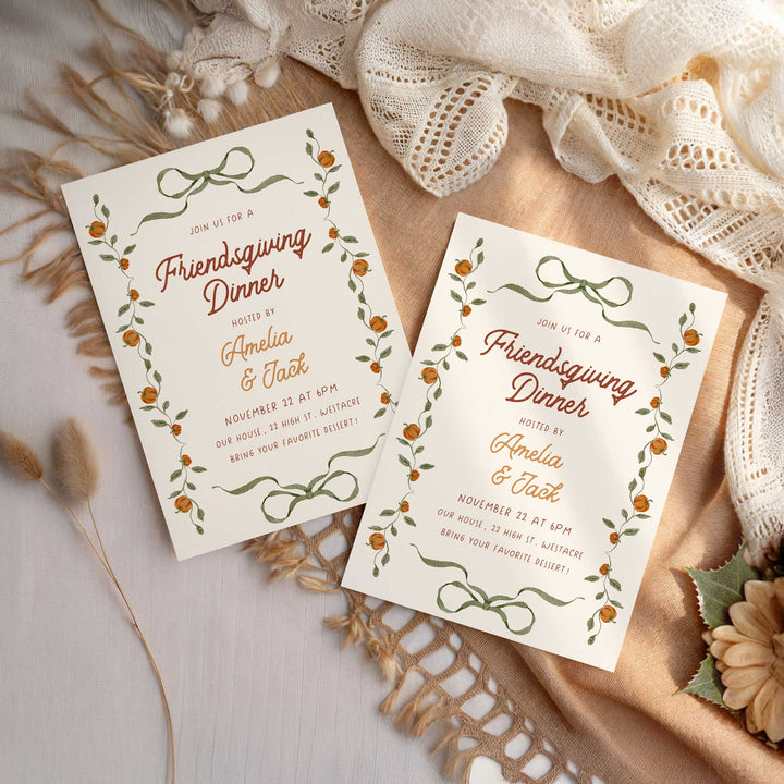 Whimsical Border Thanksgiving Invitation