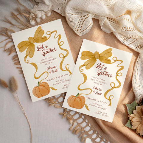 Bow Thanksgiving Invitation
