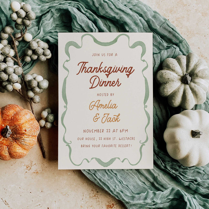 Wavy Border Thanksgiving Invitation