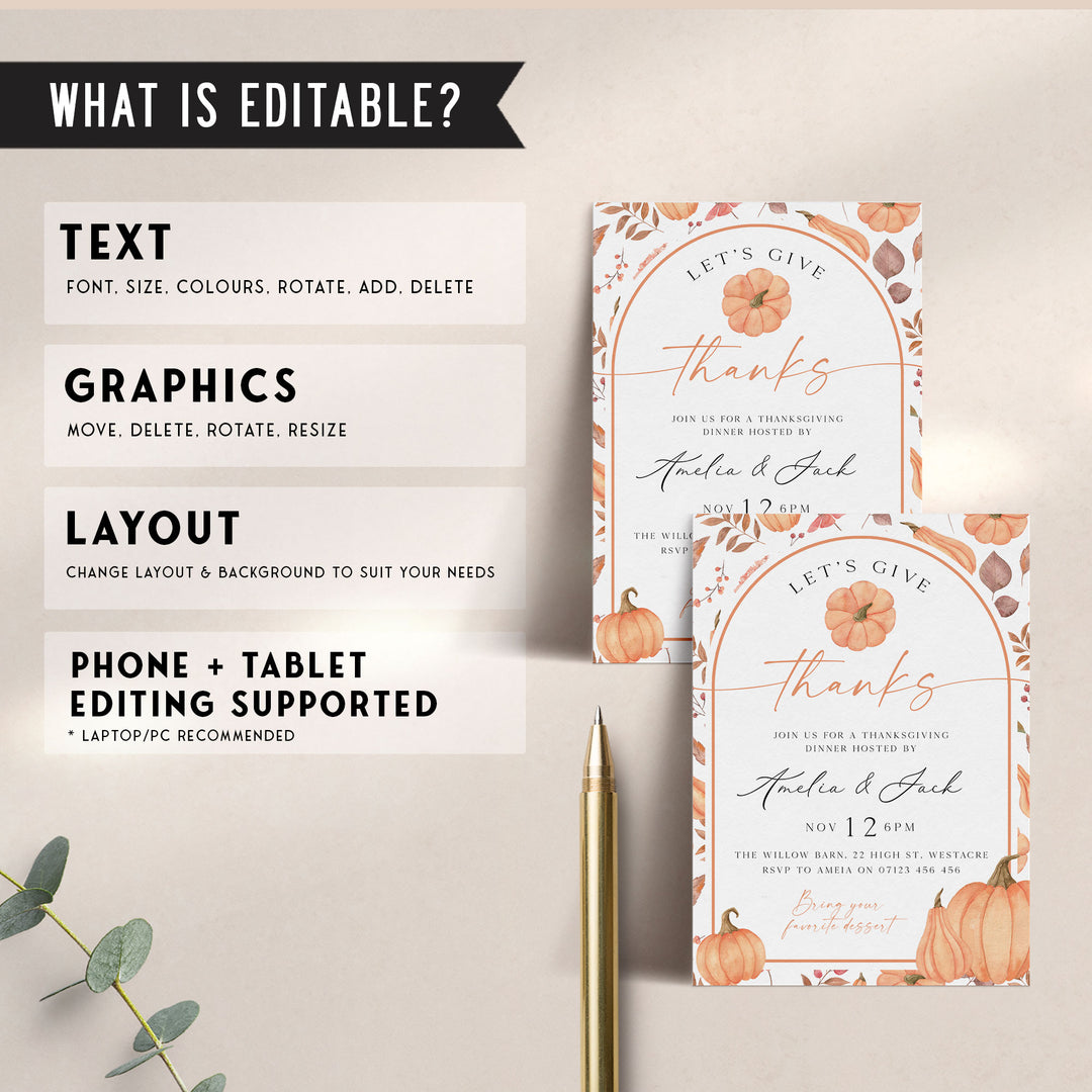 Let's Give Thanks Harvest Invitation