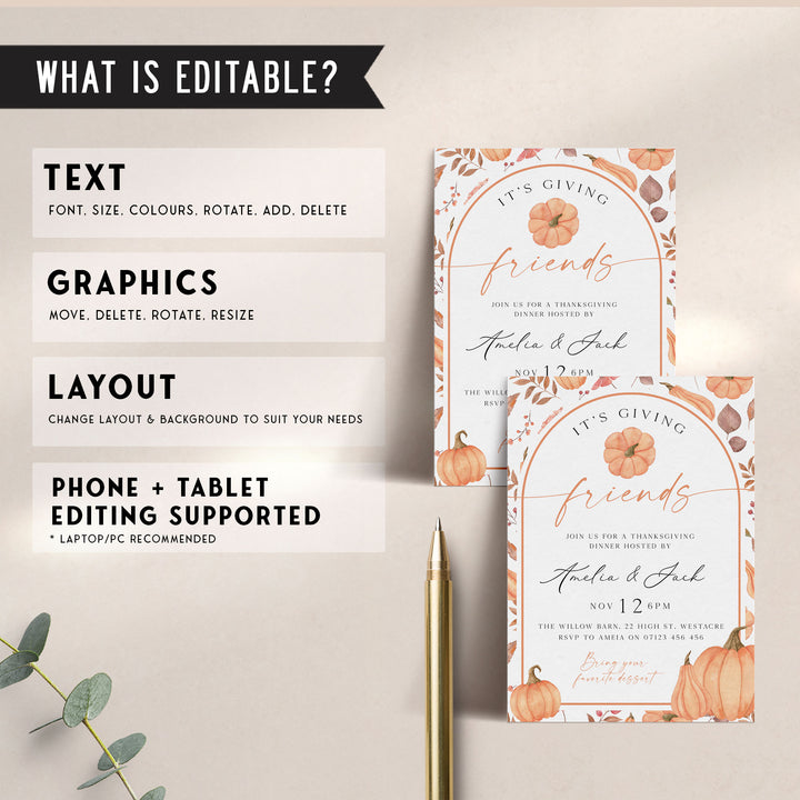 It's Giving Friends Thanks Harvest Invitation