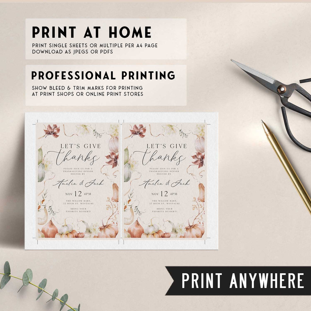 Let's Give Thanks Whimsical Invitation