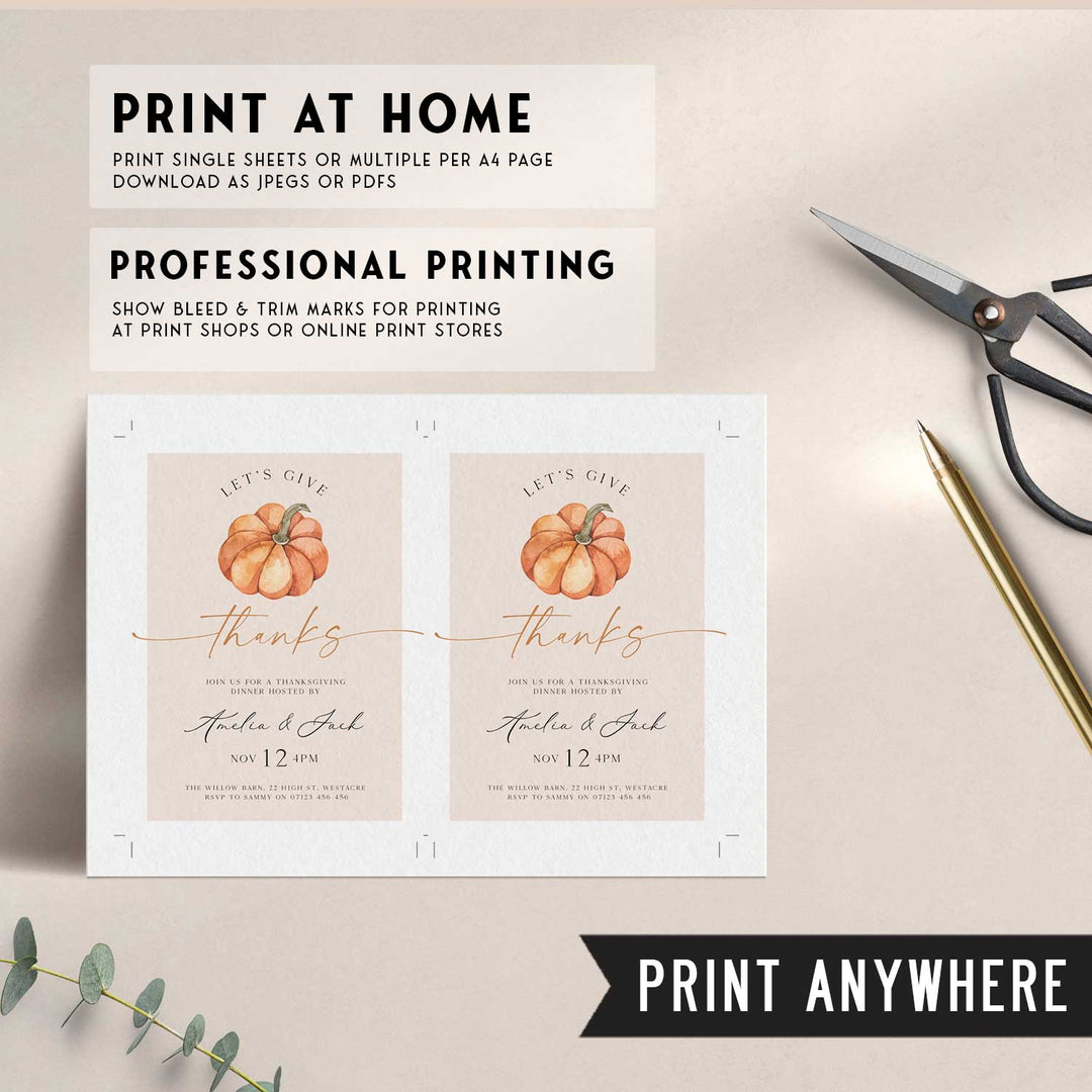 Let's Give Thanks Modern Invitation