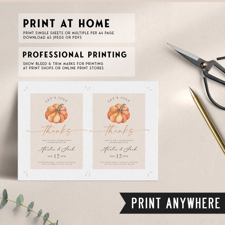 Let's Give Thanks Modern Invitation