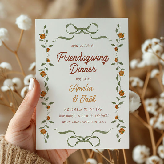 Whimsical Border Thanksgiving Invitation