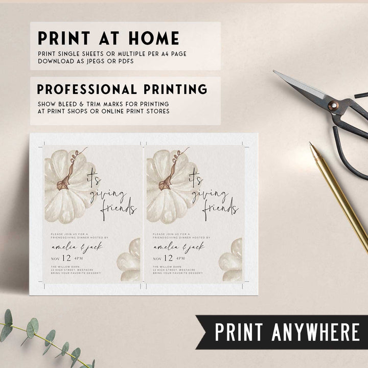 It's Giving Friends White Pumpkin Invitation