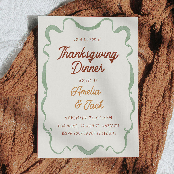 Wavy Border Thanksgiving Invitation