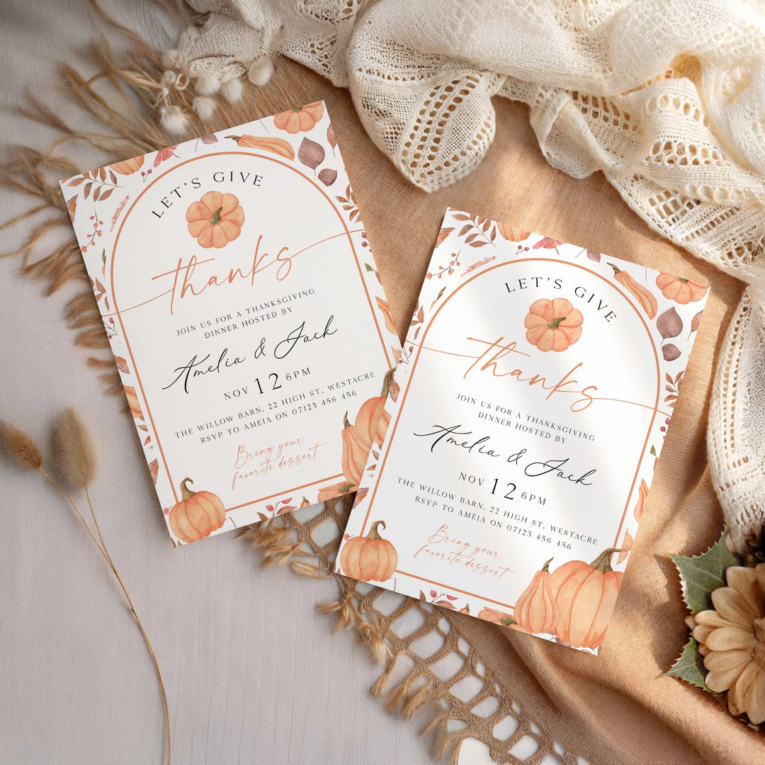 Let's Give Thanks Harvest Invitation