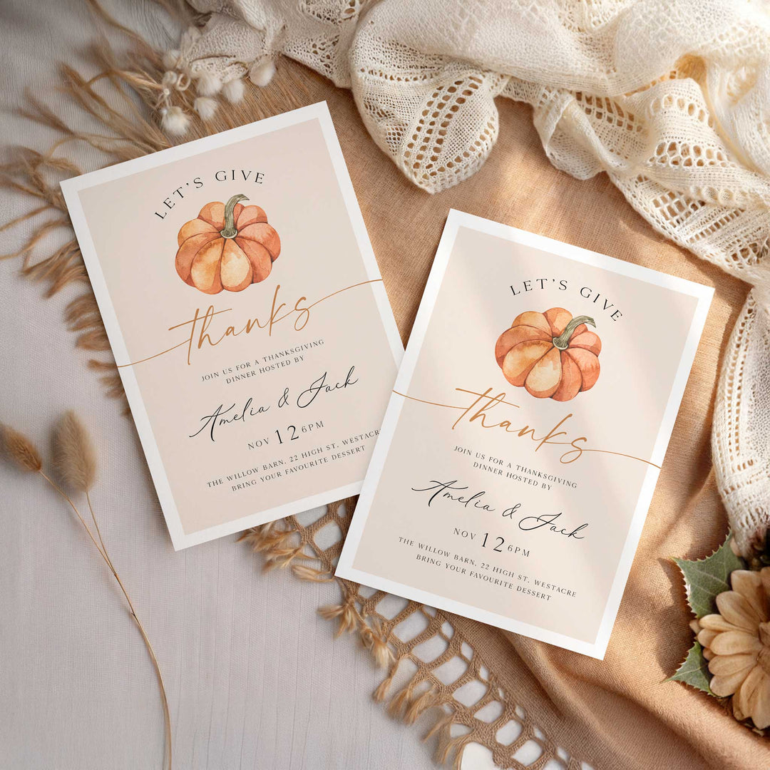 Let's Give Thanks Modern Invitation