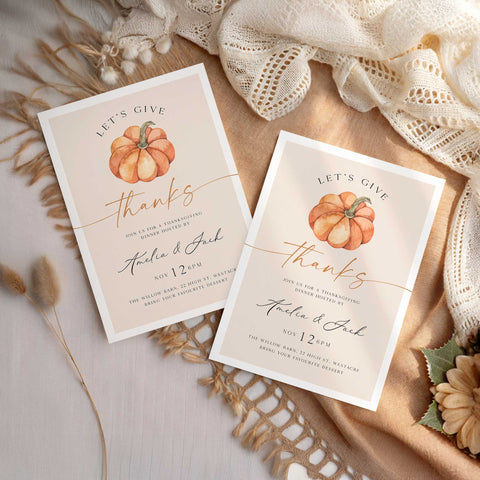 Let's Give Thanks Modern Invitation