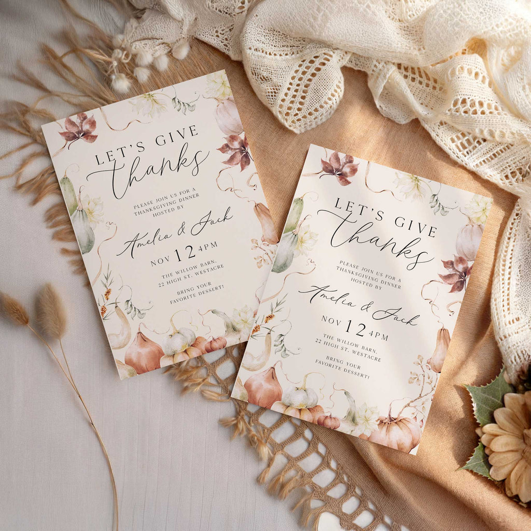 Let's Give Thanks Whimsical Invitation