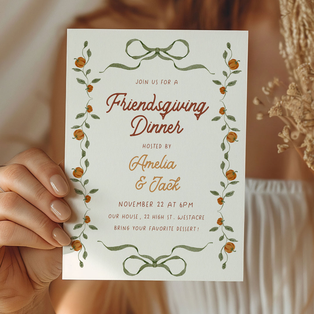 Whimsical Border Thanksgiving Invitation