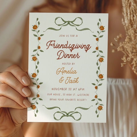 Whimsical Border Thanksgiving Invitation