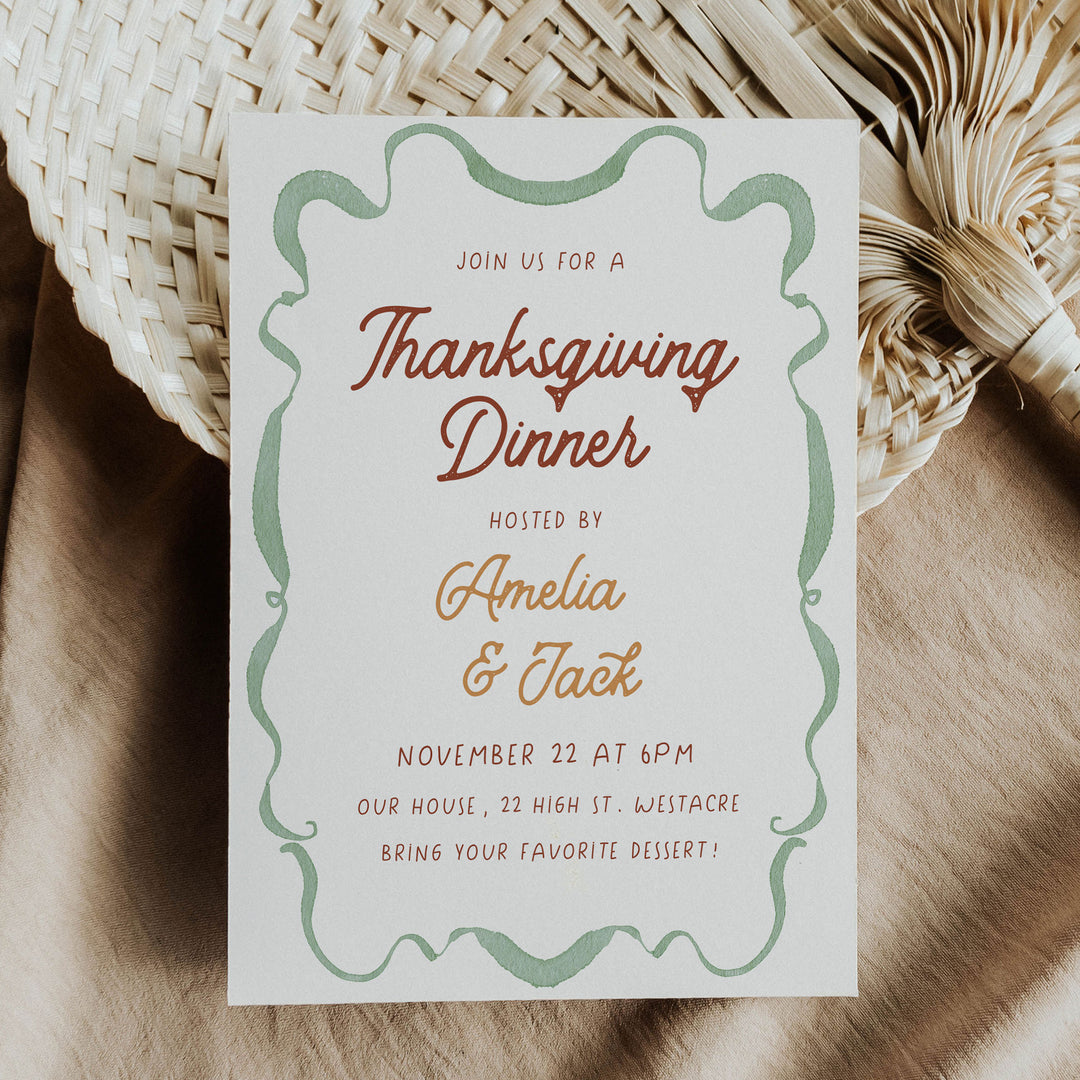 Wavy Border Thanksgiving Invitation
