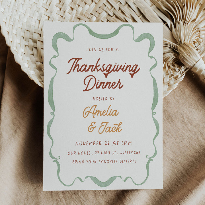 Wavy Border Thanksgiving Invitation
