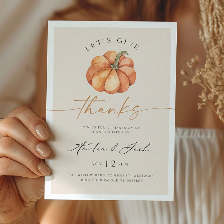 Let's Give Thanks Modern Invitation