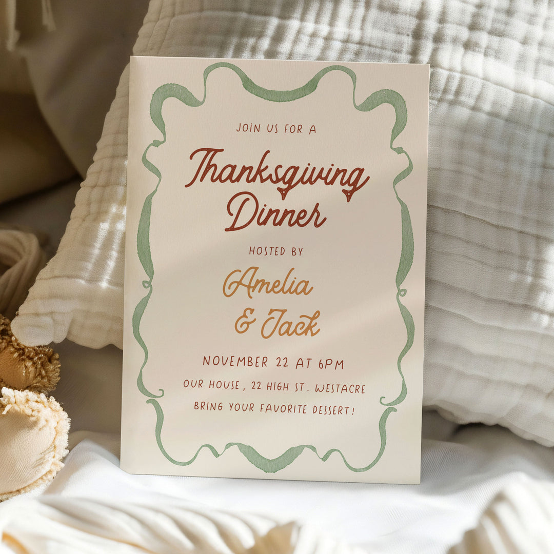 Wavy Border Thanksgiving Invitation