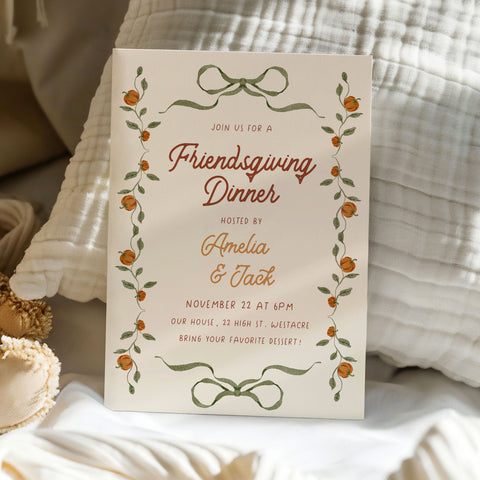 Whimsical Border Thanksgiving Invitation