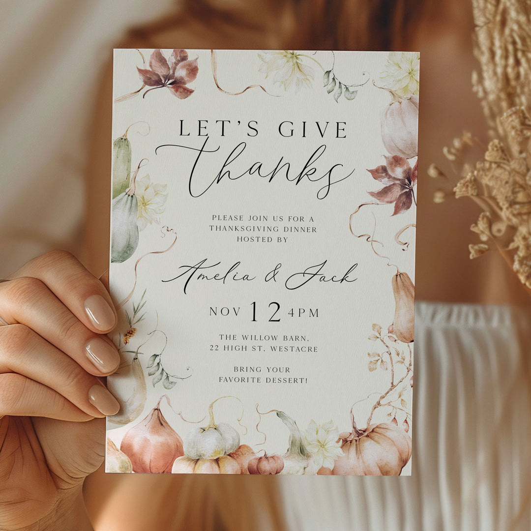 Let's Give Thanks Whimsical Invitation