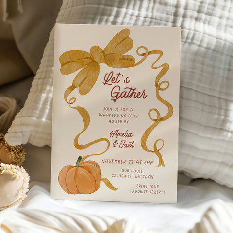 Bow Thanksgiving Invitation