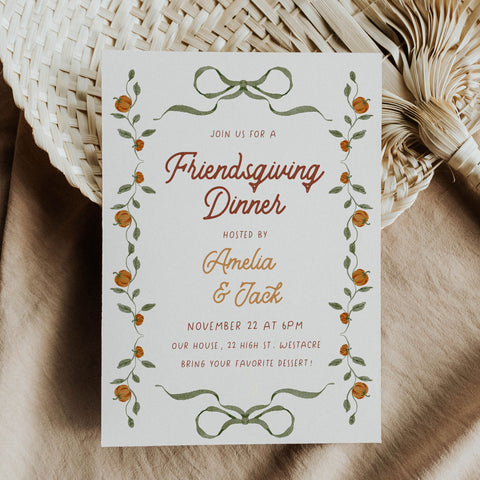 Whimsical Border Thanksgiving Invitation