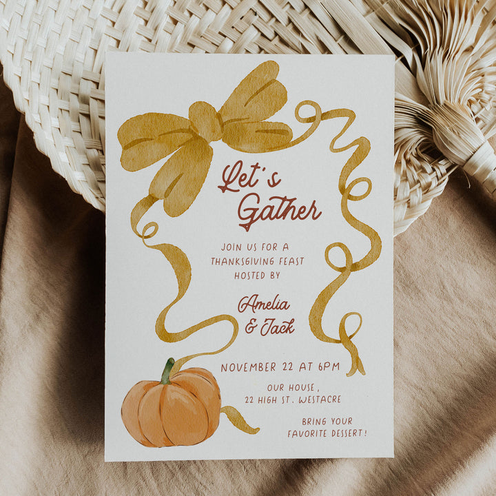 Bow Thanksgiving Invitation