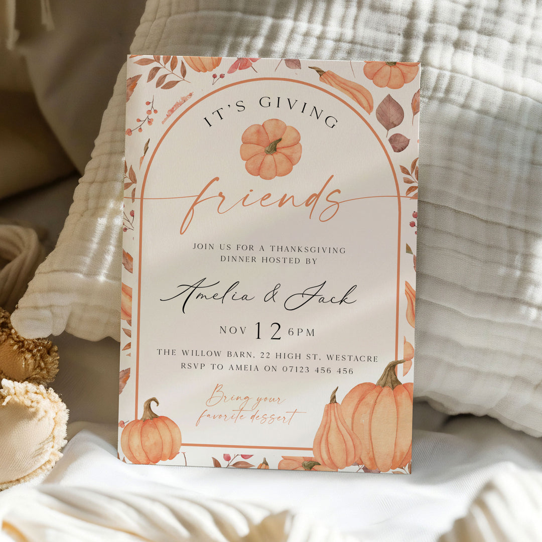 It's Giving Friends Thanks Harvest Invitation