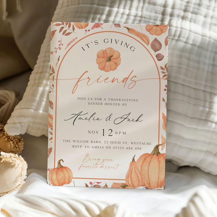 It's Giving Friends Thanks Harvest Invitation