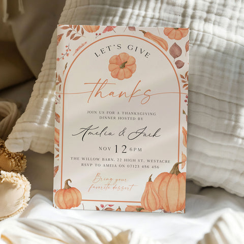 Let's Give Thanks Harvest Invitation
