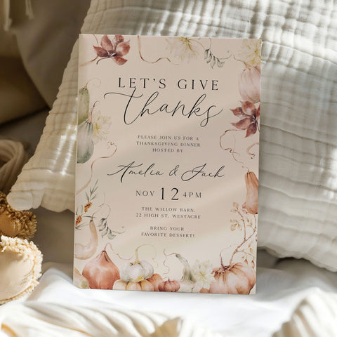 Let's Give Thanks Whimsical Invitation