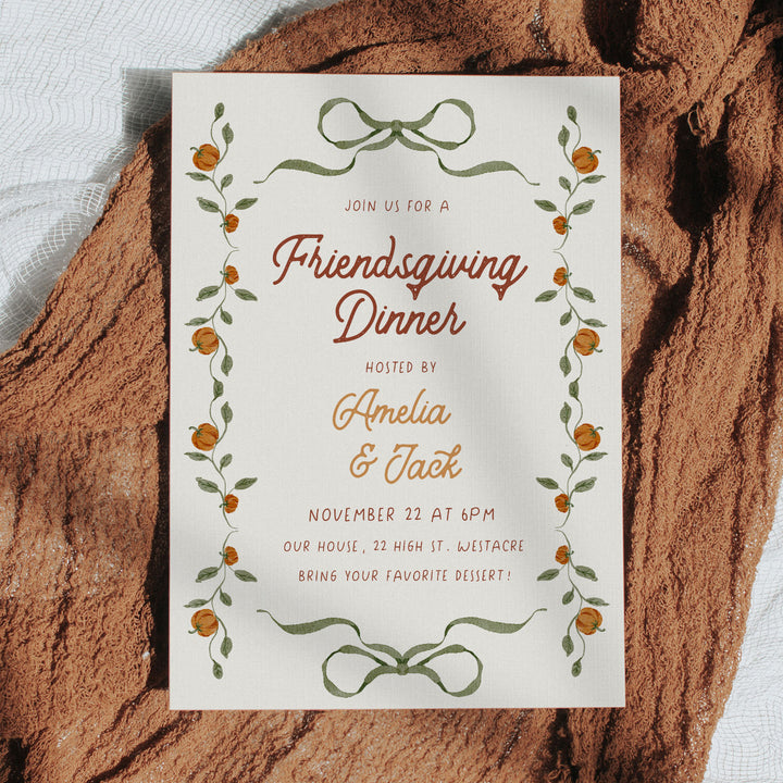 Whimsical Border Thanksgiving Invitation