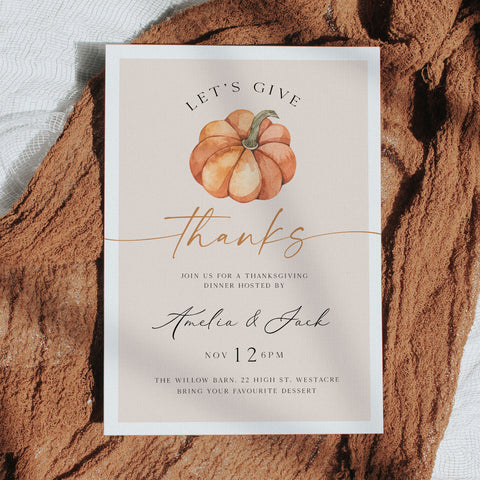 Let's Give Thanks Modern Invitation