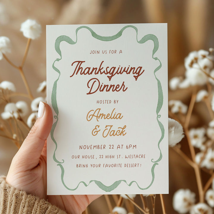 Wavy Border Thanksgiving Invitation